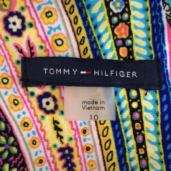 Tommy Hilfiger Paisley Print Multicolor 3/4 Sleeve Dress Size 10 - Picture 9 of 11